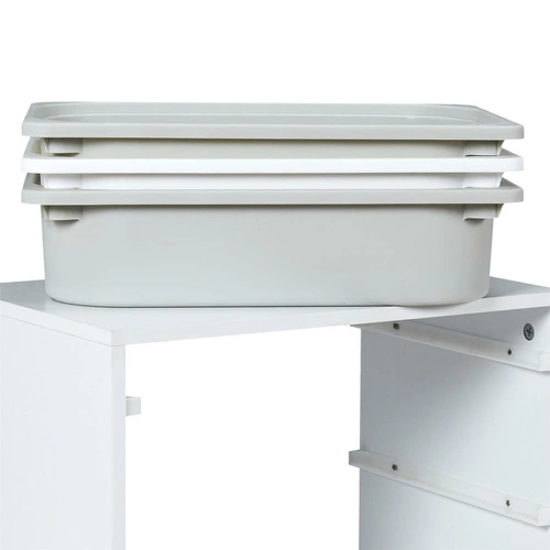 Regał na zabawki Elmo S biały szary nowoczesny z pojemnikami do pokoju dziecięcego Intesi