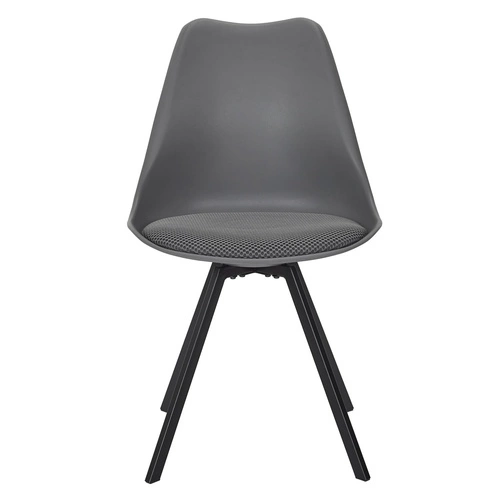 Krzesło tapicerowane Atom Intesi szare do jadalni i salonu nowoczesne na metalowych nogach