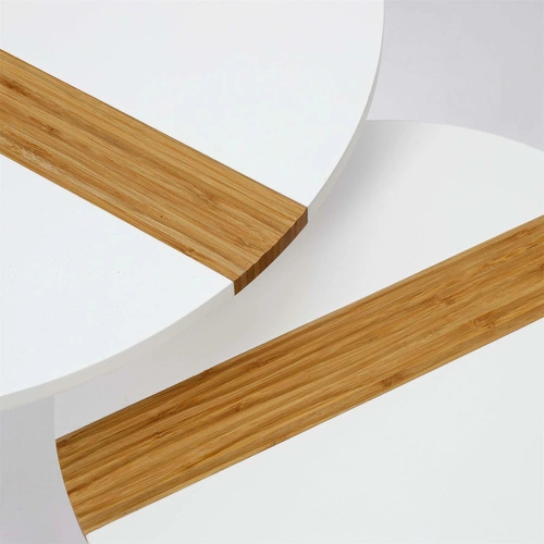 Zestaw 2 okrągłych stolików kawowych Paraiba biały drewniany skandynawski do salonu 2w1