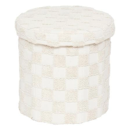 Pufa składana Atmosphera Pasti biała okrągła pikowana do salonu i przedpokoju 38 cm