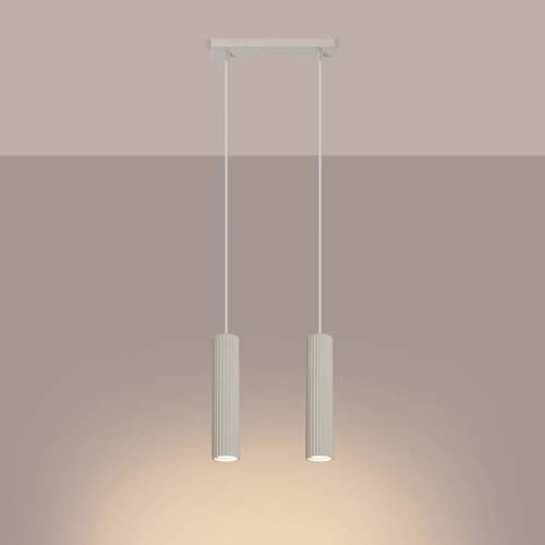 Lampa wisząca Karbon 2 beżowa regulowana do salonu i kuchni minimalistyczna aluminium