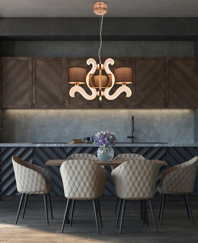 Lampa wisząca Ambrosia 3 nowoczesna LED z abażurem miedziana do salonu i jadalni