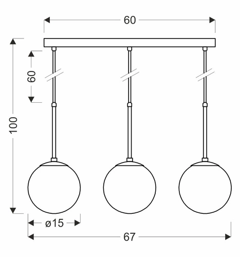 Lampa wisząca Pompei szklana 3-punktowa czarna do salonu i jadalni regulowana