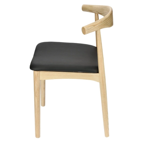 Krzesło drewniane Codo inspirowane Elbow Chair do jadalni naturalne z ekoskóry D2.DESIGN