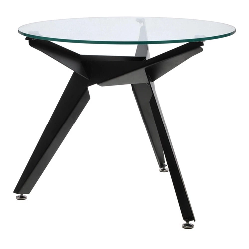 Stół okrągły szklany Troy 90 cm czarny nowoczesny do jadalni i salonu loftowy Intesi