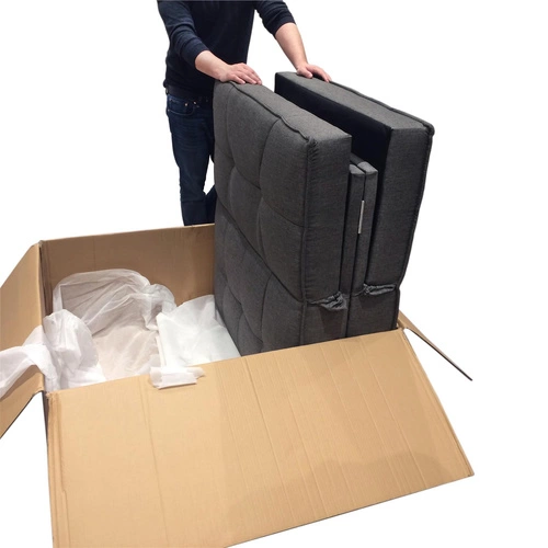 Sofa rozkładana Lurif szara z funkcją spania do salonu, nowoczesna, kompaktowa, na wysokich nogach Intesi