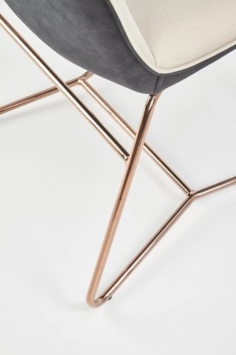 Krzesło tapicerowane Lirena kremowe ze złotymi nogami do jadalni nowoczesne Intesi