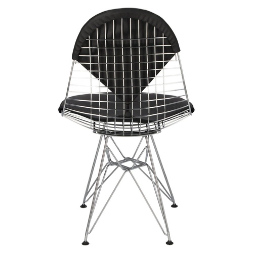 Krzesło nowoczesne metalowe Net Double czarne do jadalni z poduszką D2.DESIGN