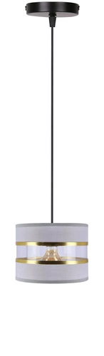 Lampa wisząca PANDY czarny 1x40W E27  abażur szary+złoty