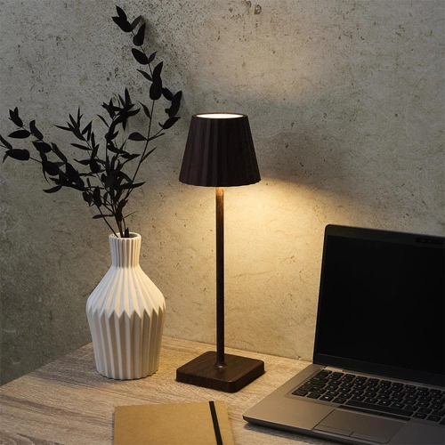 Lampka nocna Blanca LED dotykowa brązowa do sypialni ze ściemniaczem