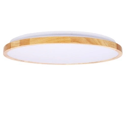 Gandava plafon LED okrągły 48cm biało drewniany nowoczesny do salonu i kuchni