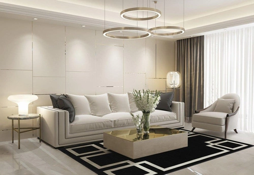 Dywan do salonu Hampton Black 200x300 nowoczesny glamour art deco czarny antypoślizgowy łatwoczyszczący Carpet Decor