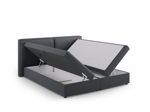 Łóżko tapicerowane Micadoni Home Jodie 140x200 szare z pojemnikiem do sypialni