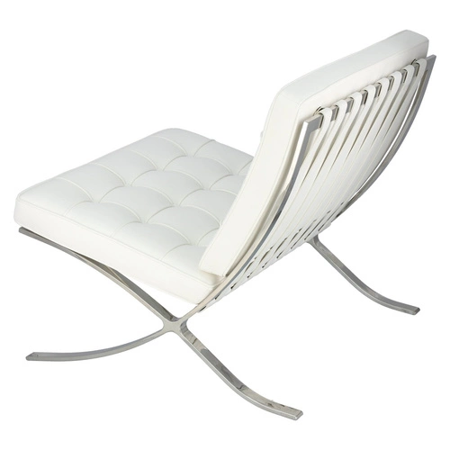 Fotel wypoczynkowy BA1 inspirowany Barcelona do salonu biały ekoskóra nowoczesny glamour