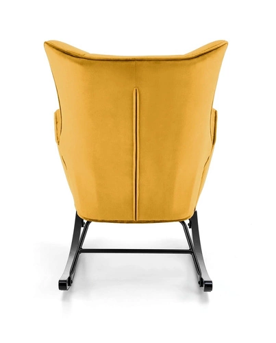 Fotel bujany Topar welurowy musztardowy do salonu nowoczesny skandynawski wypoczynkowy