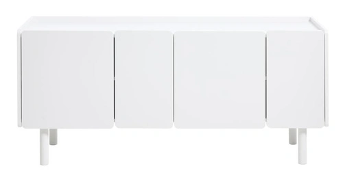 Komoda Bera biała połysk 160 cm nowoczesna na nóżkach do salonu