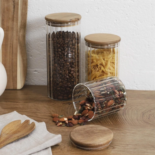 Słoik do przechowywania z pokrywką akacjową 1,1l