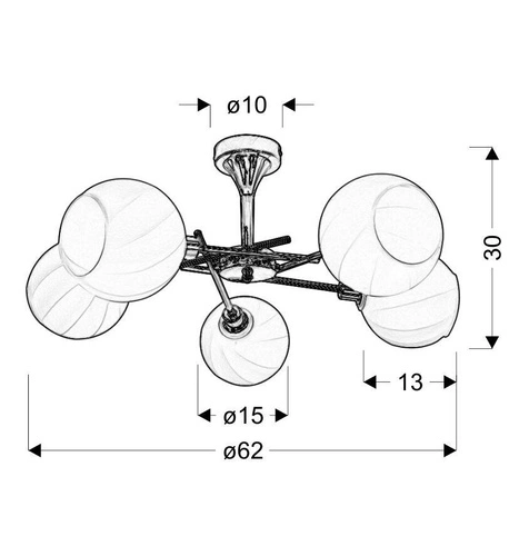 Nowoczesna lampa wisząca Raul 5-punktowa szklana chromowana do salonu i sypialni
