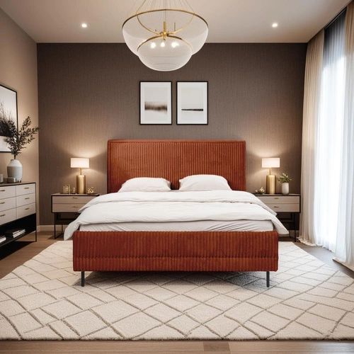 Łóżko tapicerowane Foggy 180x200 terakota z pojemnikiem skandynawskie do sypialni