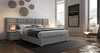 Łóżko do sypialni Levan 160x200 szare nowoczesne metalowe z zagłówkiem
