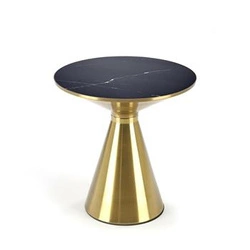 Stolik kawowy Aventure okrągły czarny marmur złoty glamour 50 cm do salonu Intesi