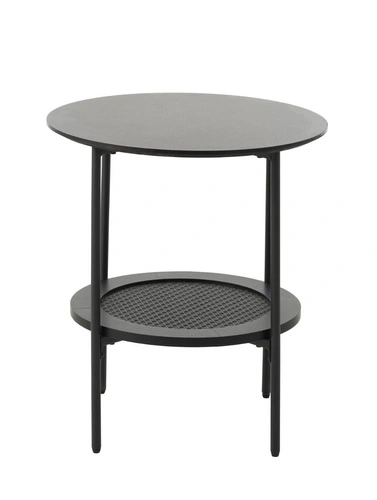 Stolik pomocniczy Pensacola okrągły 50 cm czarny dąb do salonu