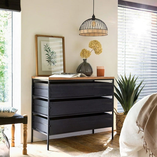 Lampa wisząca Suwa Rattan czarna boho nad stół do salonu i jadalni Atmosphera 35 cm