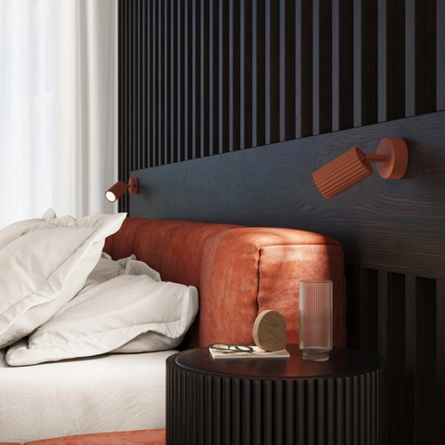 Plafon sufitowy KARBON 60 ochra czerwona do salonu minimalistyczny aluminiowy SOLLUX