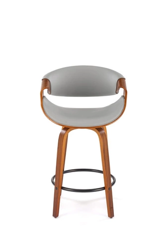 Hoker Analis industrialny tapicerowany z oparciem i podłokietnikami do kuchni popielaty/orzechowy