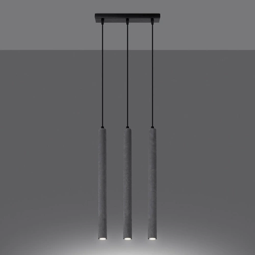 Nowoczesna lampa wisząca betonowa Pastelo 3L szara nad stół do salonu i jadalni