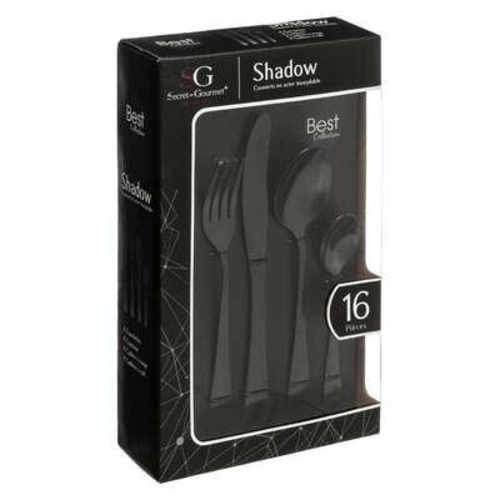 Zestaw sztućców Shadow czarne ze stali nierdzewnej na 4 osoby, 16 elementów, do zmywarki