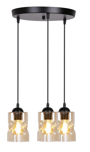 Lampa wisząca Felis nowoczesna 3-punktowa szklana czarna do salonu i jadalni