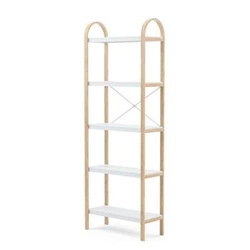 Regał na książki Bellwood biały naturalny skandynawski z 5 półkami do salonu Umbra 170 cm
