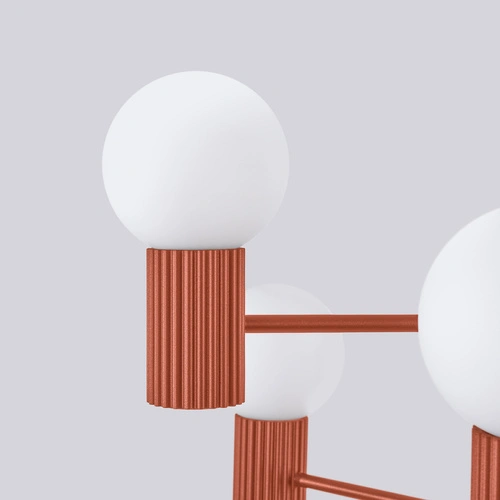 Żyrandol nowoczesny HALO 6 ochra czerwona do salonu i jadalni aluminium 64 cm