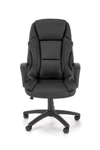 Fotel biurowy ergonomiczny Torinio Intesi czarny skórzany obrotowy z podłokietnikami TILT