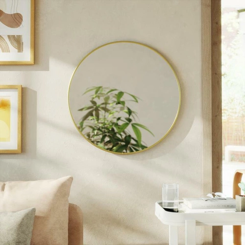 Lustro okrągłe Hubba 61 cm złote na ścianę do przedpokoju nowoczesne Umbra