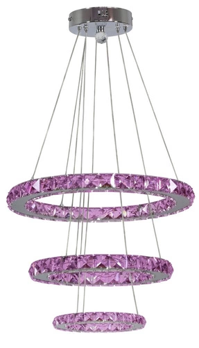 Lampa wisząca Lords 50 okrągły potrójny  48W LED rgb chrom z pilotem