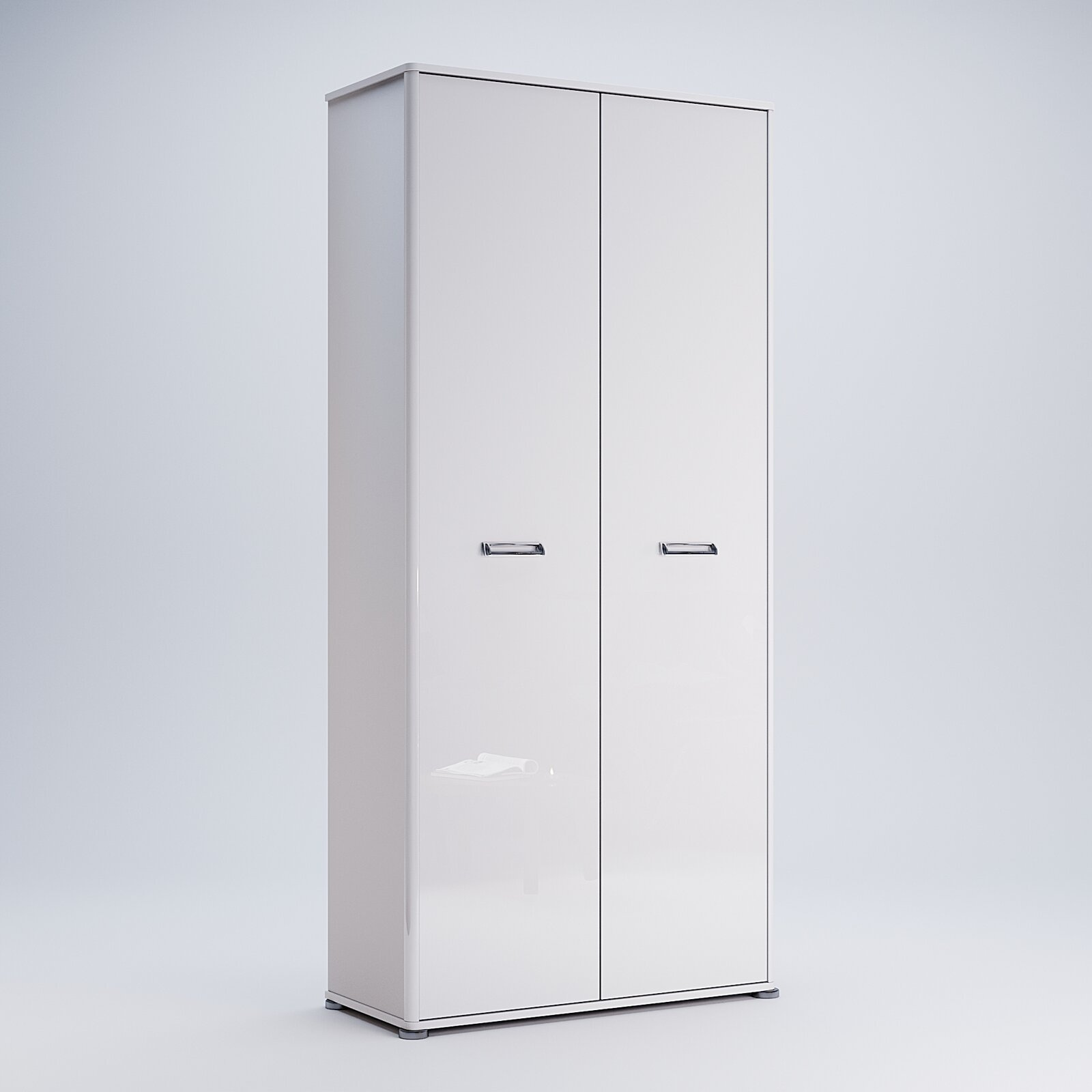 Szafa biała z połyskiem Bella 2-drzwiowa z drążkiem i półkami głębokość 40 do sypialni