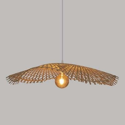 Lampa wisząca boho Tess z bambusa regulowana do salonu lub nad stół naturalna 75 cm