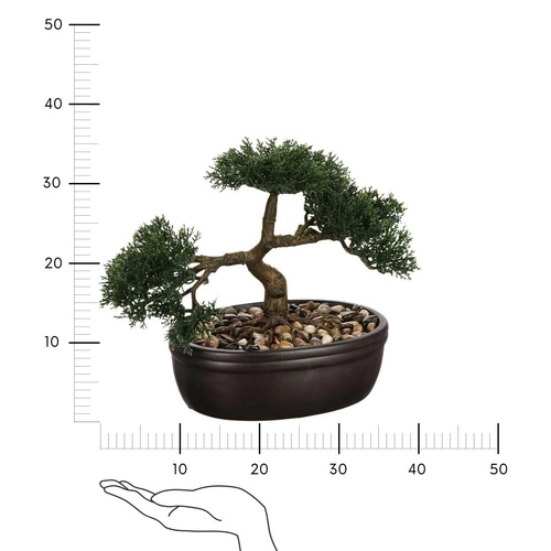 Sztuczne drzewko bonsai Atmosphera jak żywe do salonu w czarnej doniczce boho 23 cm