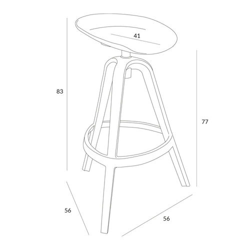 Stołek barowy Banksy czarny obrotowy nowoczesny do kuchni i jadalni Intesi 77 cm