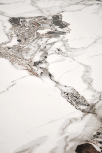 Stół do jadalni Nicolalla 120 cm biały marmur nowoczesny prostokątny na czarnych nogach Intesi