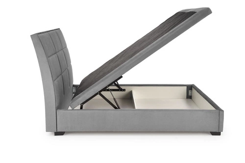 Łóżko kontynentalne Intesi 160x200 welurowe z pojemnikiem szare do sypialni