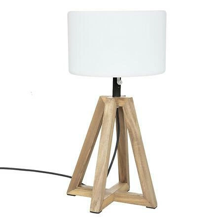 Lampka nocna do sypialni Matia Atmosphera nowoczesna drewniana biała z abażurem 58 cm