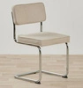 Krzesło tapicerowane Tepper beżowe do jadalni nowoczesne na chromowanych płozach