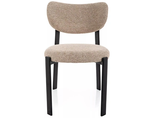 Krzesło Norin beżowe tapicerowane do jadalni i salonu na czarnych nogach