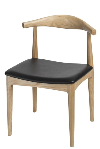 Krzesło drewniane Codo inspirowane Elbow Chair do jadalni naturalne z ekoskóry D2.DESIGN