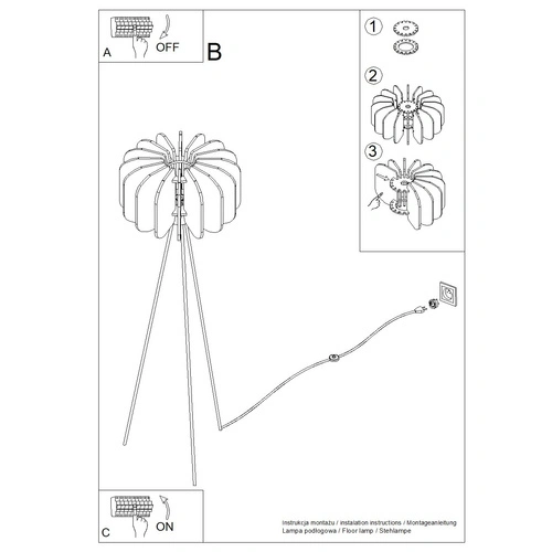 Lampa stojąca do salonu MULA 45 granatowa nowoczesna z filcowym abażurem 134 cm
