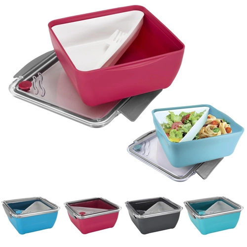 Lunchbox Divided Intesi 2,6l prostokątny pojemnik na lunch z widelcem do pracy niebieski