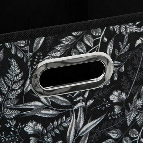 Składane pudełko materiałowe 31x31 cm do regału Decor czarne z motywem roślinnym 5five